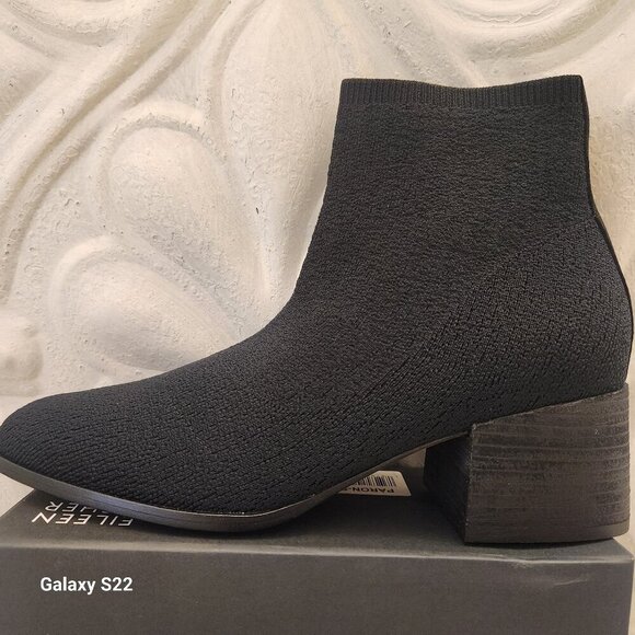 Eileen Fisher Black Paron Crepe Stretch Wedge Booties. NIB. Size Various - Picture 1 of 13